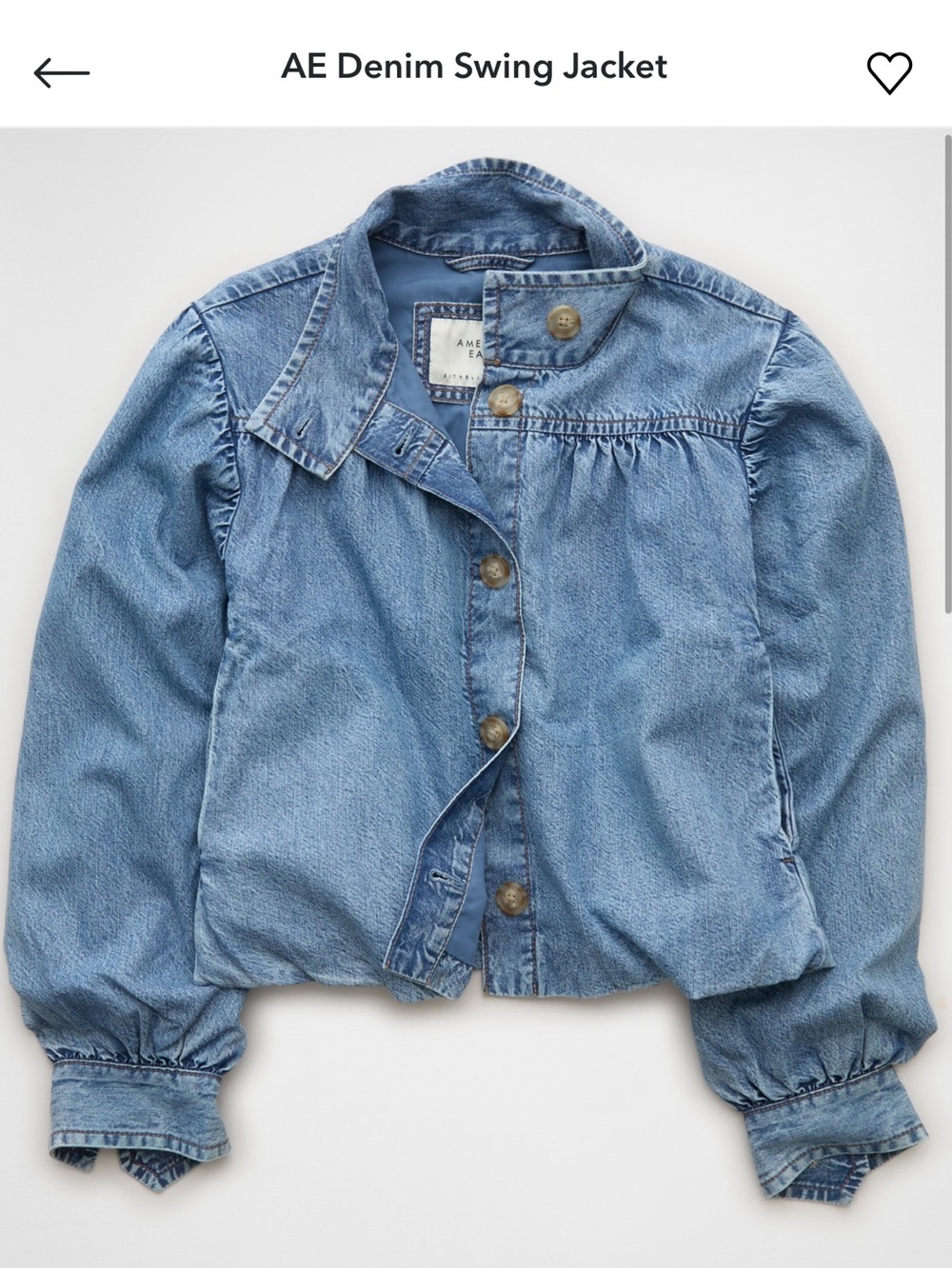 NWT American Eagle Outfitters women’s Light Denim Swing Jacket